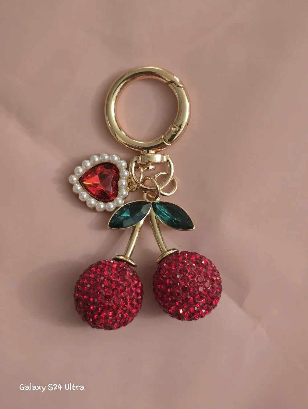 Cherry Heart Bag Charm/ Keychain NEW